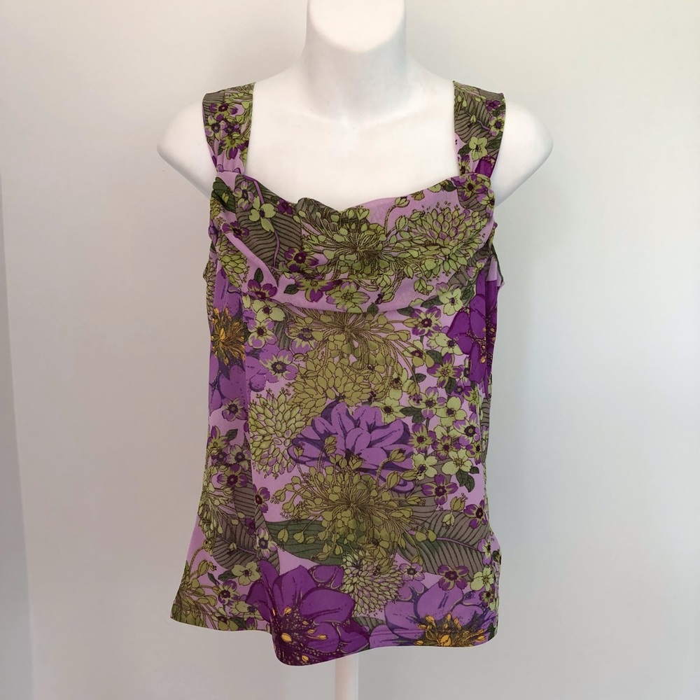 Norton McNaughton NWT Purple Floral Y2K Top Sz. S